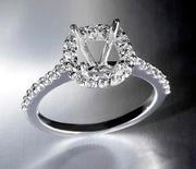 14 kt White Gold Diamond Halo Engagement Ring