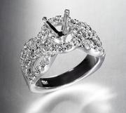 14 kt White Gold Diamond Halo Engagement Ring