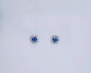Sapphire Diamond Halo Earring