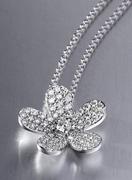 14 kt White Gold Diamond Flower Pendant