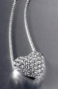 14 kt White Gold Diamond Heart Pendant