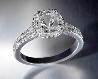 14 kt White Gold Diamond Halo Engagement Ring